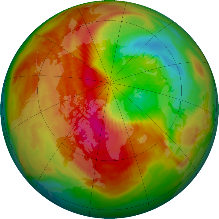 Arctic ozone map for 13 March 1986